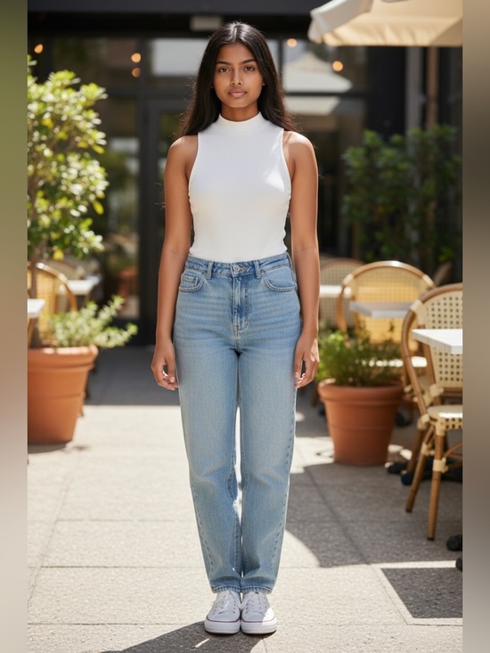 Heart & Hips Tops - Heart & Hips Light Blue Straight Leg Jeans
